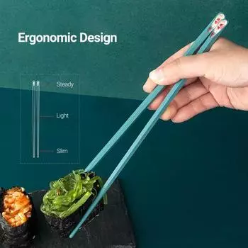 5 пар палочек для еды из сплава, устойчивых к высоким температурам, нескользящих, без заусенцев, удобных для захвата, для тренировок, в японском стиле, для всей семьи A
