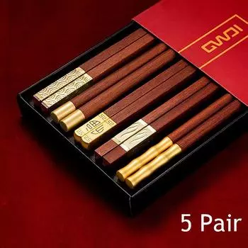 5 пар палочек для еды, набор палочек для еды из красного сандалового дерева, посуда для домашнего ресторана, деревянная многоразовая посуда для еды, семейная посуда, подарок