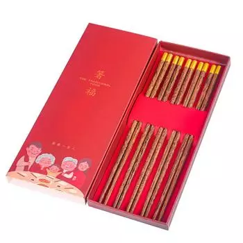 5 пар палочек для еды Подарочный набор Куриные крылышки Деревянные палочки для еды из красного сандалового дерева Твердые деревянные палочки для еды Бытовая посуда Подарочный набор