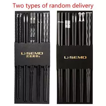 5 пар палочек для еды с лазерной гравировкой из сплава нескользящие многоразовые палочки для суши one size