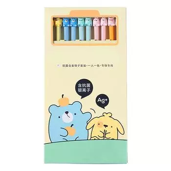 5 пар палочек для еды с рисунком животных, милый набор нескользящих портативных палочек для еды для домашней школы