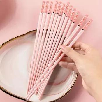 5 пар палочек для еды, термостойкие легкие палочки для еды розового цвета вишни для дома розовый