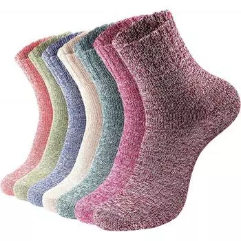 5 пар параллельных однотонных утолщенных термоносков, женские носки в этническом стиле в стиле ретро-тотем average size темно-зеленого