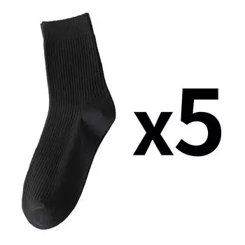 5 пар/партия, мужские хлопковые носки в вертикальную полоску, дышащие носки до середины икры, деловые спортивные носки 5 Pairs чёрный