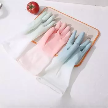 5 пар перчаток полупрозрачные - белые двухцветные перчатки перчатки для мытья посуды для стирки водонепроницаемые пластиковые резиновые для мытья посуды в домашних условиях - щеткой