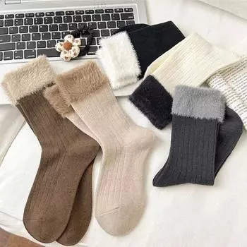 5 пар плюшевых зимних носков для женщин Y2K плюшевые флисовые носки уличные носки в стиле Лолиты для женщин 5 Pairs