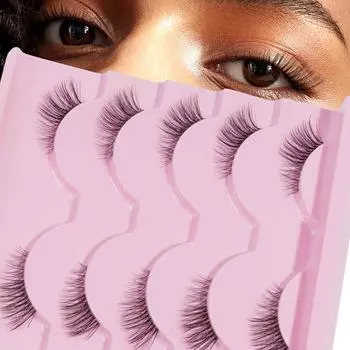 5 пар полунакладных ресниц манга, мягкие натуральные кошачьи ресницы, инструмент для макияжа, наращивание, прозрачные полоски ресниц