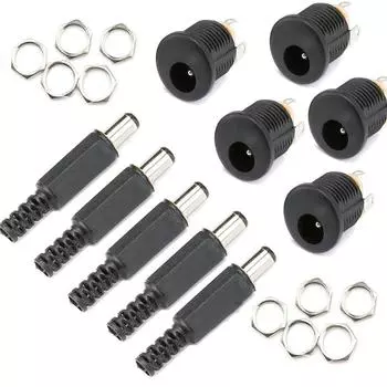 5 пар постоянного тока 5,5x2,1 мм штекер питания + гнездо для крепления на панель припойный проводной разъем 5,5 * 2,1 мм постоянного тока штекерный разъем