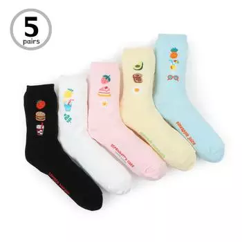 (5 пар) Простые модные женские носки для бранча JQ15 22 - 25 cm