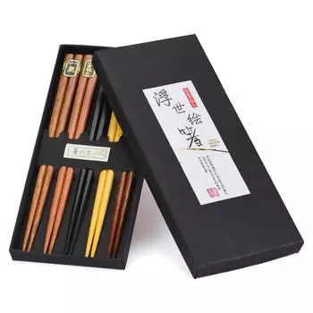 5 пар японских палочек для еды из натурального бука, китайский набор, подарочная упаковка ручной работы