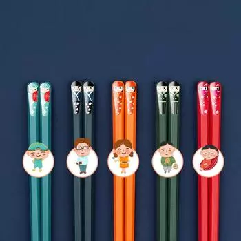 5 пар разноцветных бытовых палочек для еды Kawaii, высококачественные нескользящие бытовые палочки из высокотемпературного сплава в японском стиле красный