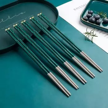5 пар серебряных палочек для еды из нержавеющей стали, набор длинных палочек для еды в китайском стиле для приготовления пищи, Нескользящие многоразовые металлические палочки для еды, посуда