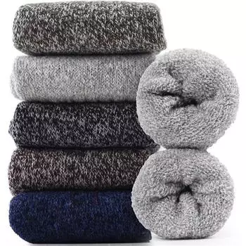 5 пар шерстяных носков для мужчин и женщин, теплые зимние толстые термоноски, подарки для мам и пап GZW 5 Pairs