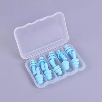 5 пар силиконовых беруш для сна, шумоподавления, беруши для плавания синий
