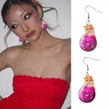 5 пар симпатичных висячих сережек, забавная подвеска в виде луны, акриловые серьги-подвески, украшения для ушей, ювелирные украшения для женщин