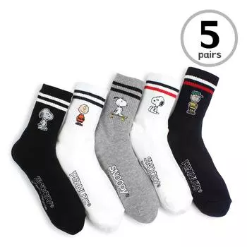 (5 пар) Snoopy Funny Licensed Socks Charlie Brown Sally Lucy Women Girls II15 23cm - 26cm