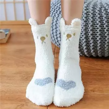 5 пар теплых и пушистых носков с изображением животных, теплые зимние носки из кораллового флиса длиной до экипажа, женские чулки и чулочно-носочные изделия One Size