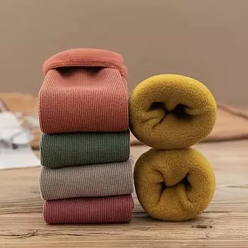 5 пар теплых махровых носков на осень и зиму, женские однотонные утолщенные и флисовые женские носки One-size