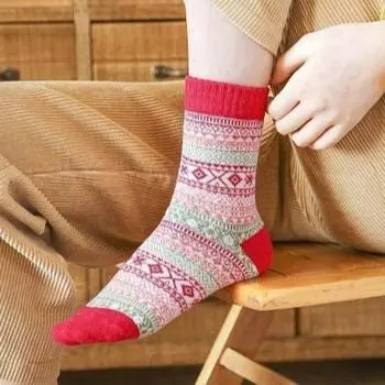 5 пар теплых носков средней длины в полоску, утолщенные вязаные носки, мягкие женские зимние носки, рождественские подарки Style H