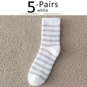 5 пар толстых мужских термоносков, зимние теплые полосатые коралловые флисовые пушистые однотонные носки для сна для мужчин, продажа Calcetines EU39-44