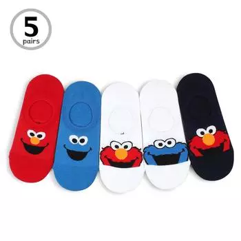 (5 пар) Улица Сезам, официально лицензированные женские модные носки без шоу FN15 Asian 220~ 250mm