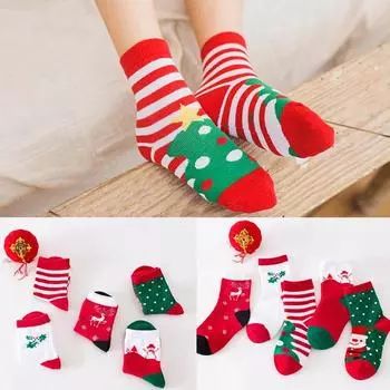 5 пар/упаковка детские носки для девочек хлопковые детские носки для мальчиков модные осенне-зимние детские рождественские носки для мальчиков и девочек подарок на Новый год 1-12T XL разноцветный