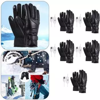 5 пар USB грелки для рук водонепроницаемые кожаные перчатки с подогревом PU для рыбалки верховой езды C