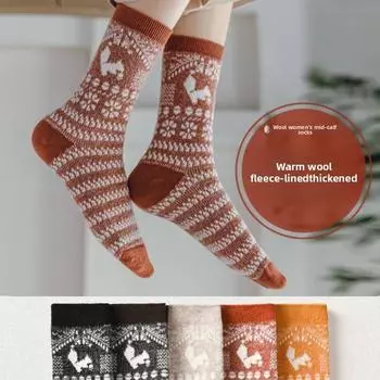 5 пар утолщенных бархатных теплых мягких удобных удлиненных носков для девочек на осень и зиму 5 Pairs