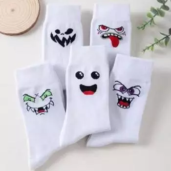 5 пар весенних женских носков, милые белые носки с рисунком японского студента 5 pairs