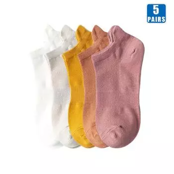 5 пар высококачественных мужских хлопковых дышащих модных разноцветных повседневных носков-лодочек, коротких носков, однотонных носков для мужчин до щиколотки EUR 34-39(US 4-9)