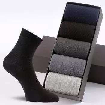 5 пар высококачественных мужских носков из бамбукового волокна, деловые дышащие компрессионные носки с дезодорантом, мужские длинные большие размеры, евро 38-48 EUR38-44 разноцветный