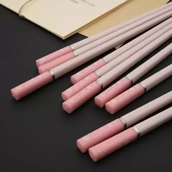 5 пар высококачественных нескользящих палочек для еды из сплава розовая вишня палочки для еды для дома, отеля, ресторана, тушеного мяса, кухонной утвари для суши розовый