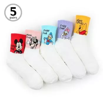 (5 пар) женские детские носки до щиколотки Disney, костюм с большим именем Disney, забавные повседневные носки AN15 22 - 25 cm