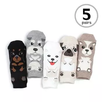 (5 пар) Женские носки для лица для щенка WH15 22 cm - 25 cm