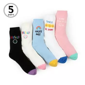 (5 пар) Женские носки с круглым вырезом Smlie Mood Street FM15 22 - 25 cm