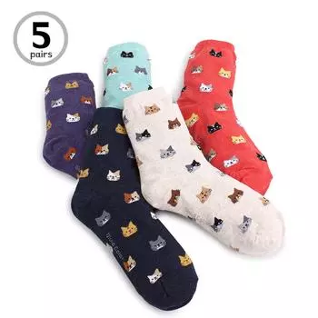 (5 пар) Женские повседневные носки с рисунком кошек и друзей для женщин, детская повседневная одежда с животными BL15 23cm-26cm