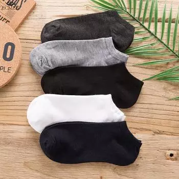 5 пар женских белых и черных носков до щиколотки, женские носки, дышащие спортивные носки, однотонные носки-лодочки, удобные полиэстеровые носки One size