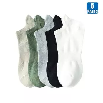 5 пар женских хлопковых носков короткие носки-гольфы до щиколотки высокого качества дышащие летние компрессионные повседневные модные носки с низкой посадкой для женщин EUR 34-39(US 4-9)