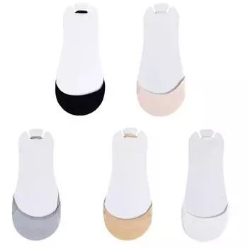 5 пар женских хлопковых носков-лодочек, нескользящие невидимые тонкие носки, летние тонкие носки с половинной подошвой, подтяжки, носки-лодочки без застежек 35-40