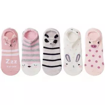 5 пар женских хлопковых носков стереоскопические Милые Животные Женские Каваи Кошка с Собакой Летние Короткие Носки Женские Повседневные Мягкие Забавные Носки