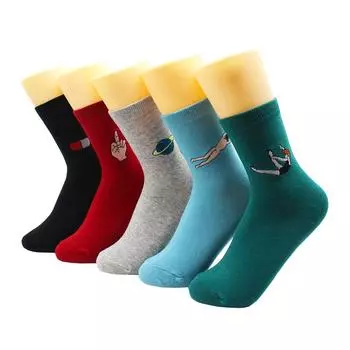 5 пар женских хлопковых носков в стиле Харадзюку, хип-хоп, с принтом животных, модные корейские кавайные милые мультяшные носки с кошкой, собакой, уткой для девочек EU35-40