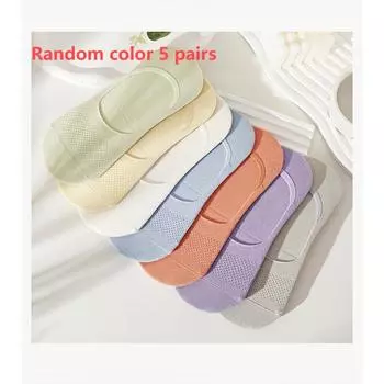 5 пар женских летних тонких сетчатых носков-лодочек, короткие носки с неглубоким вырезом, дышащие, впитывающие пот, с защитой от запаха One Size
