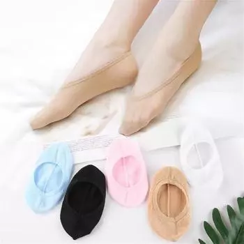 5 пар женских невидимых хлопковых носков-лодочек, летние низкие нескользящие тапочки, милые тонкие носки-конфетки One Size