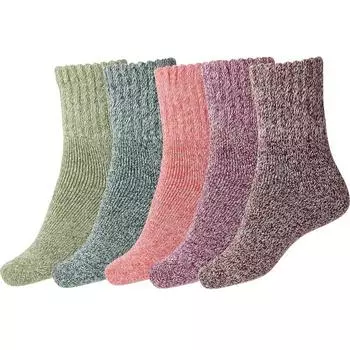 5 пар женских носков-ботинок, зимние однотонные толстые теплые носки, удобные носки для бега, рождественские подарки GZW 5 Pairs