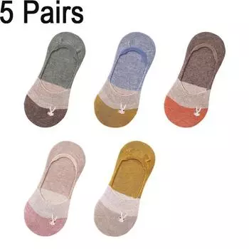 5 пар женских носков летние Харадзюку вышитые женские носки-лодочки в полоску повседневные мультяшные с кроликом женские дышащие невидимые носки Size Suit For 35-39