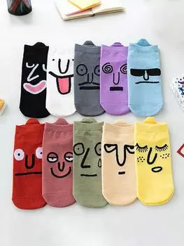 5 пар женских носков с забавным характером в случайном стиле One Size
