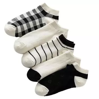 5 пар женских носков в полоску, модные универсальные клетчатые носки с цветочным узором, удобные дышащие повседневные носки для девочек One Size