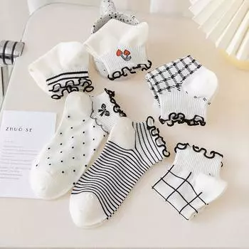 5 пар женских носков весна и лето тонкие модные повседневные милые японские носки-лодочки студенческие кружевные женские носки One Size