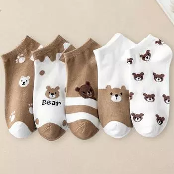 5 пар женских повседневных носков с мультяшным рисунком, японским коровьим узором, модных, универсальных, удобных, дышащих, повседневных носков One Size