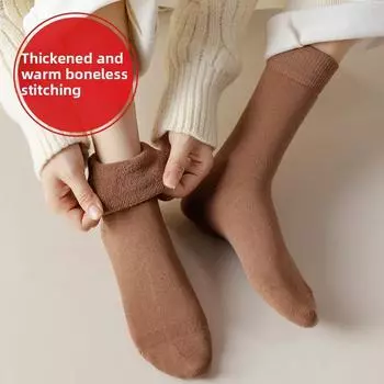 5 пар женских зимних толстых шерстяных хлопковых чулок с круглыми краями и длинных теплых шариков 5 Pairs